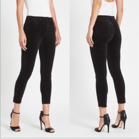 NEW L'AGENCE Margot High Rise Skinny Luxe Velvet 
Size 25” Color Noir - Picture 1 of 7